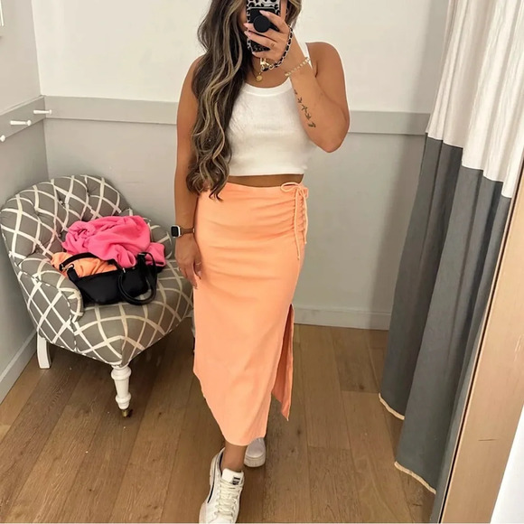 AERIE BEACHWALK MIDI SKIRT Iced Apricot Ladies Size XS - Picture 2 of 5